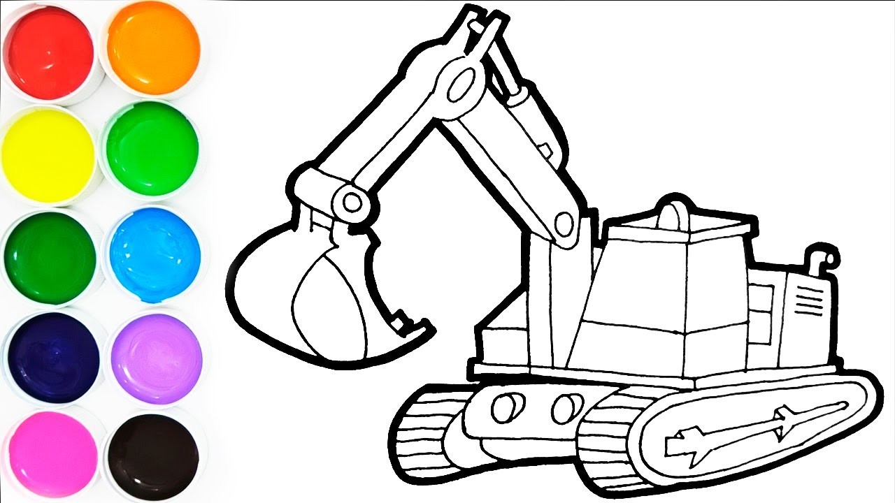 Como Dibujar y Colorear una EXCAVADORA - Dibujos Fáciles Para Niños -Learn Colors | FunKeep Art