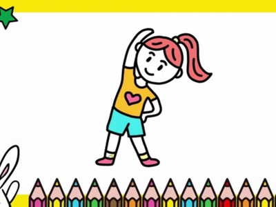 Como hacer dibujo niña haciendo ejercicio, fácil paso a paso ????