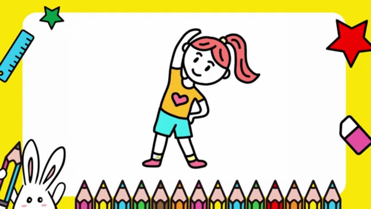 Como hacer dibujo niña haciendo ejercicio, fácil paso a paso ????