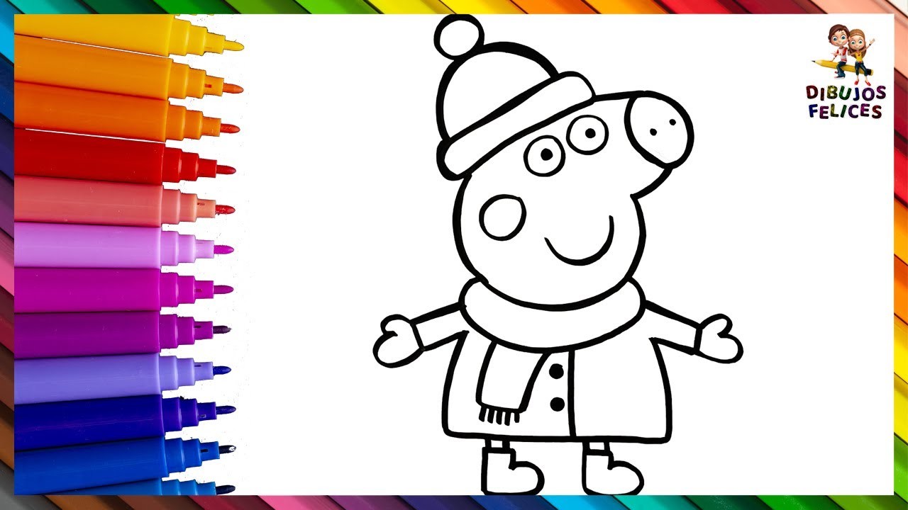 Dibuja y Colorea A Peppa Pig Con Su Ropa De Invierno ????❄️???? Dibujos Para Niños