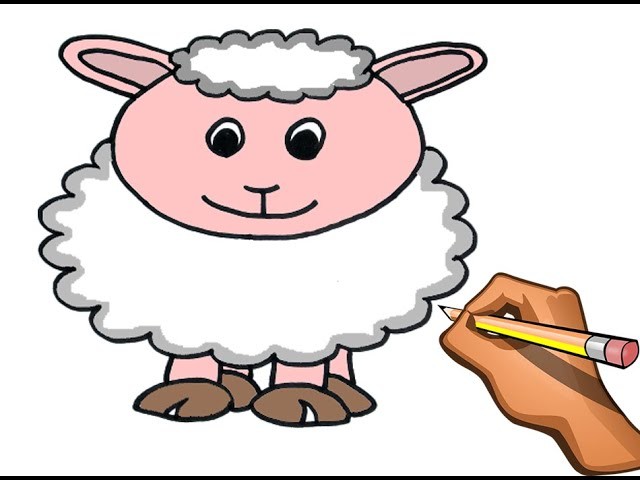 DIBUJO FACIL DE OVEJA  . DRAW EASY LAMB STEP BY STEP