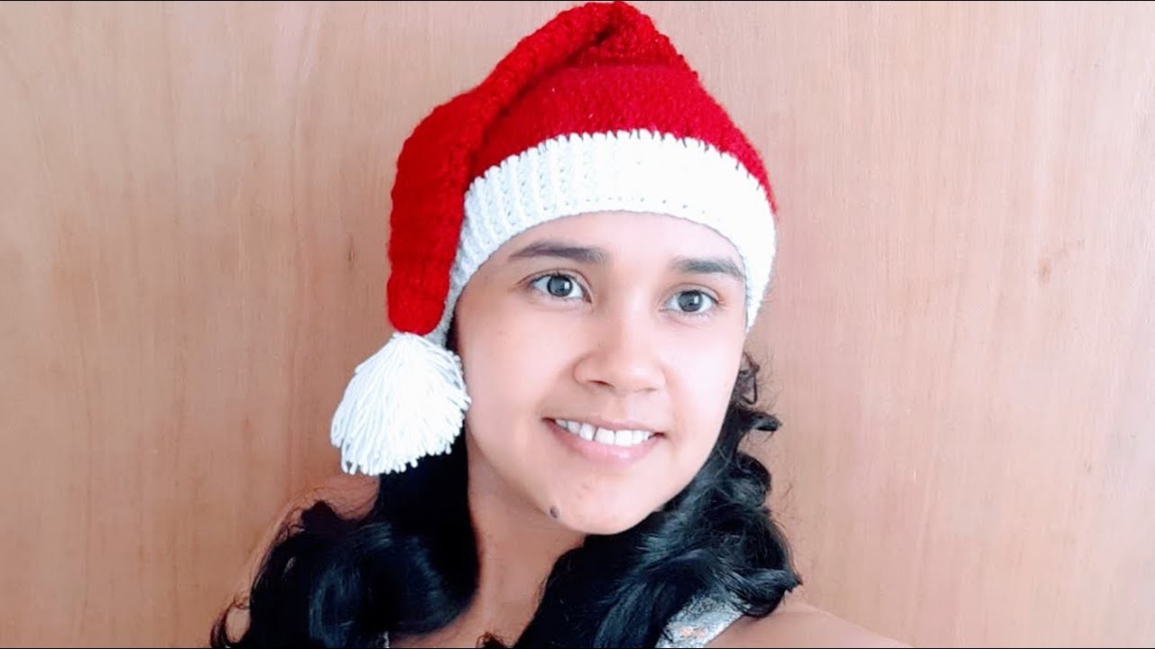 Gorro Navideño o Gorro de Papá Noel Tejido a Crochet paso a paso(navidad 2020)