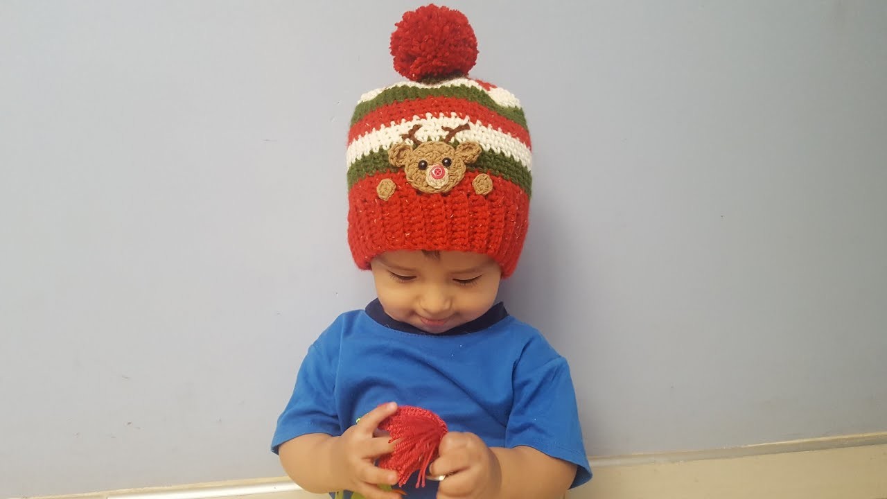 Gorro Navideño Todas las Tallas???????? tejido a Crochet ????Crochet Reindeer Christmas Hat