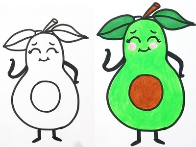 How to Draw Avocado | Kawaii Drawings | Easy Drawings