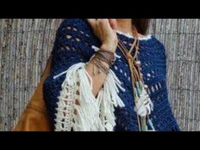 Poncho Calado tejido a Crochet (Tejido Muestra)