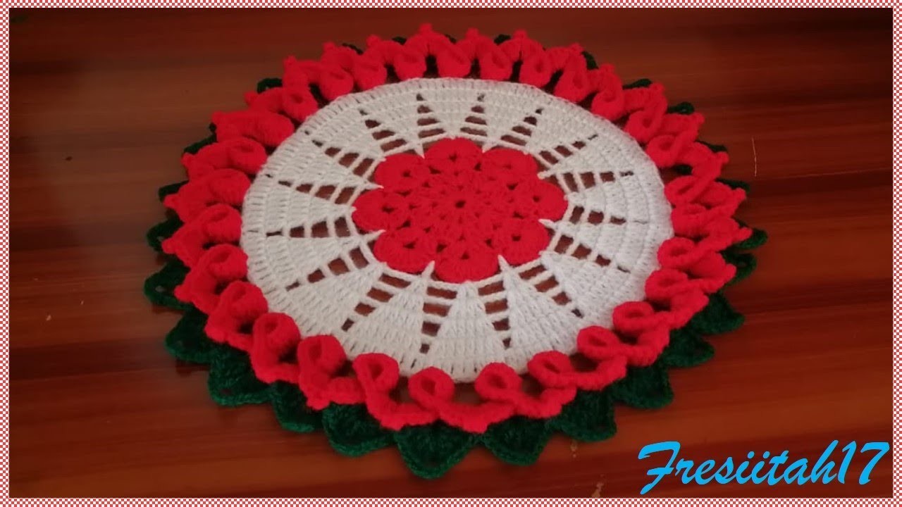 Tapete Navideño tejido a crochet paso a paso  (diámetro aproximado 28cm)