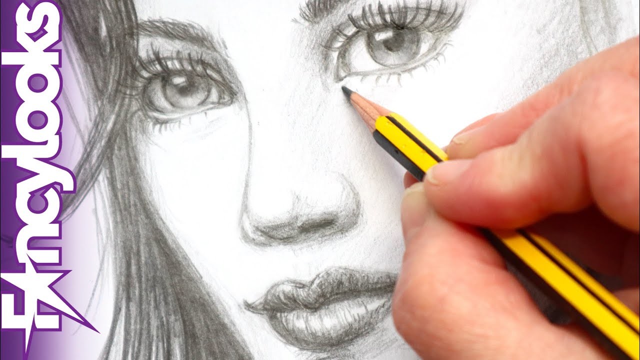 Cómo dibujar una cara de mujer en 3.4 a lápiz, sin copiar-paso a paso