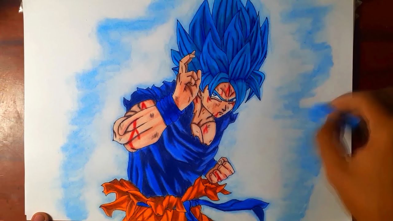 Como dibujar a (Goku SSJ Blue) paso a paso