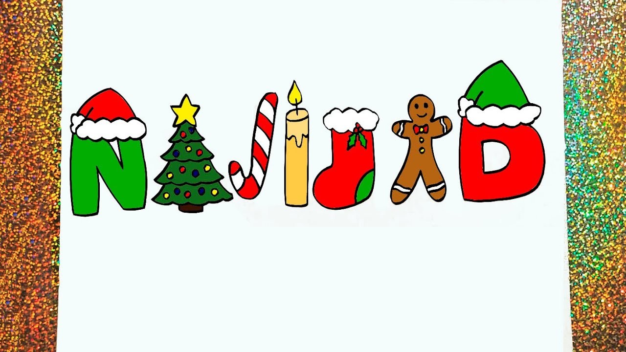 Cómo dibujar navidad ????| Aprende a escribir navidad con dibujos
