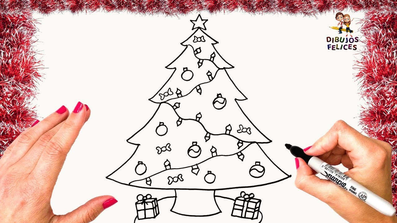 Cómo Dibujar Un Arbol De Navidad Paso A Paso ???????? Dibujos De Navidad