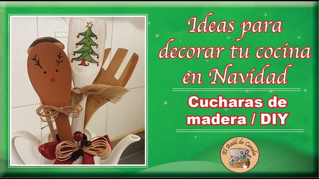 Ideas de manualidades navideñas 2020 para decorar tu cocina con CUCHARAS DE MADERA NAVIDEÑAS
