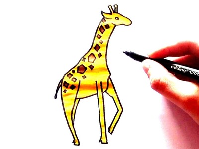 Como dibujar una Jirafa paso a paso sencilla y fácil - How to draw a GIRAFFE