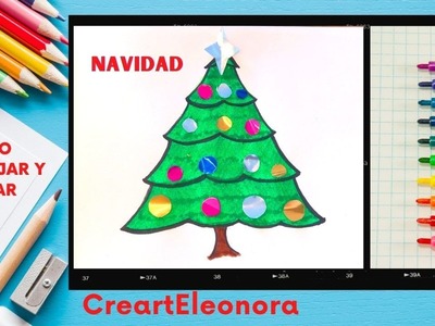 Cómo Dibujar y hacer un collage de un árbol de Navidad Niños y Niñas Dibujo de árbol de Navidad