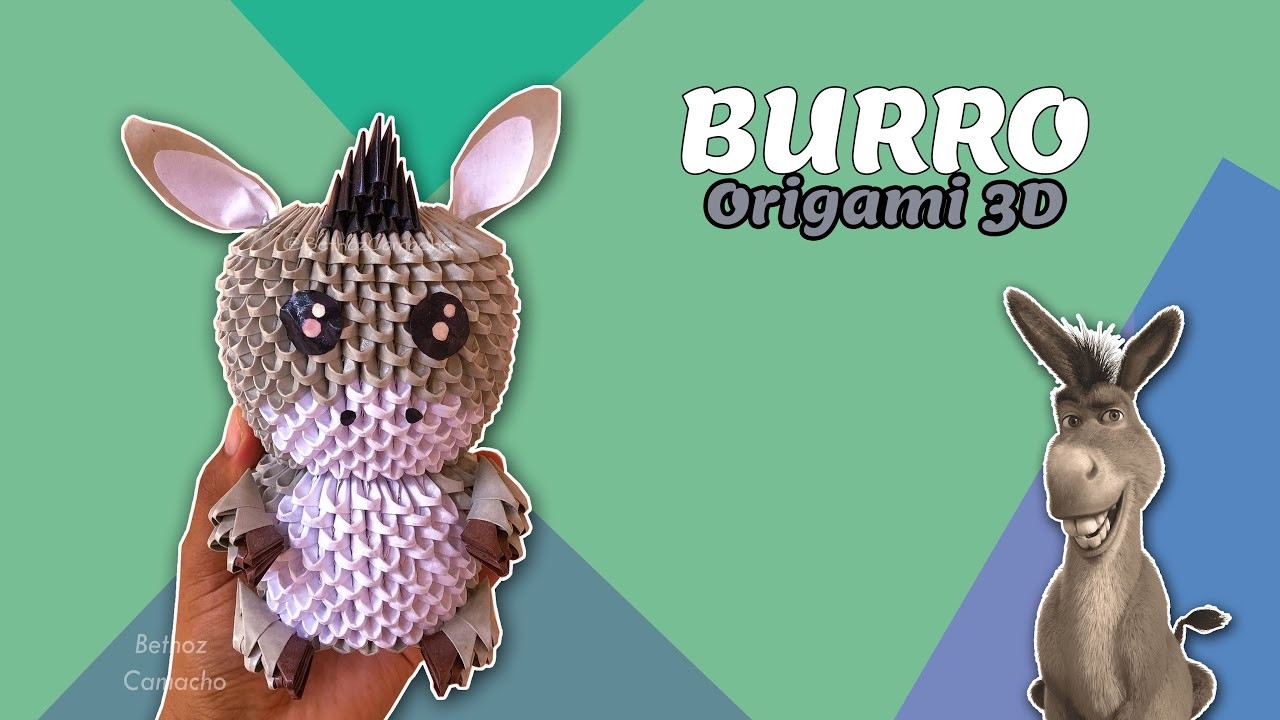 Comó hacer un Burro de Origami 3D Fácil. Shrek - Bethoz Camacho