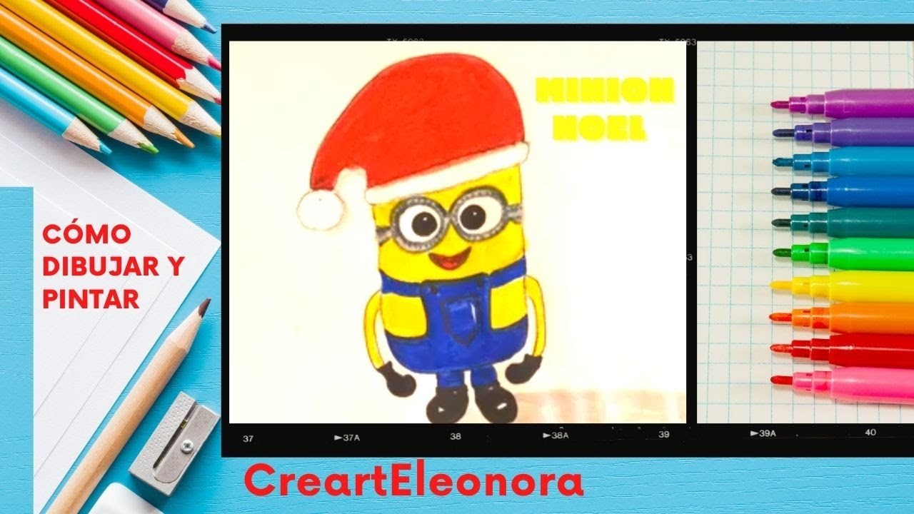 Dibuja y Colorea Un Minion de Navidad - Dibujos Para Niños - Learn Colors For Kids Chrismas En casa