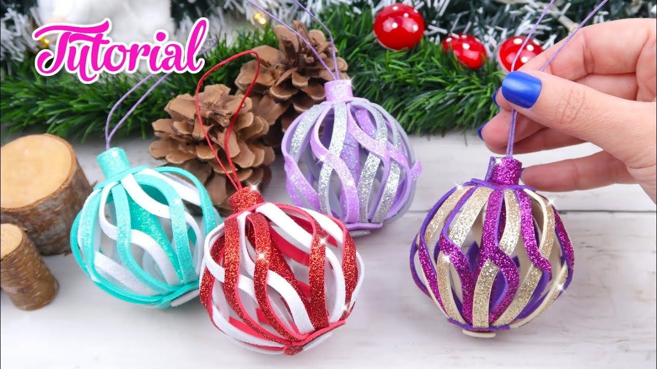 Esferas de Foami Glitter -  como hacer adornos de Navidad caseros - TRUQUIS #54
