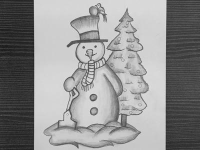 How To Draw A Cute Snowman || Snowman Drawing Easy || Christmas Drawing || Pencil Drawing