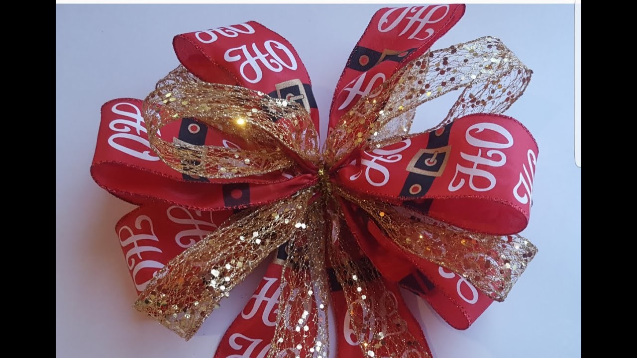 MOÑO Navideño CON DOS cintas PASO A PASO.CHRISTMAS BOW WITH TWO RIBBONS Moños con corazon