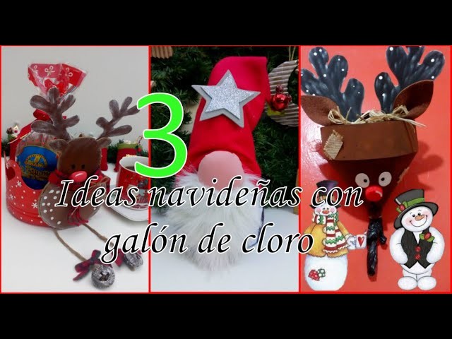 3 ADORNOS NAVIDEÑOS CON GALON DE CLORO. Christmas ideas with chevrons. Ideias de natal com garrafas