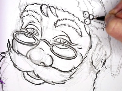 Cómo dibujar a Santa Claus, retrato 3.4-paso a paso-Método Loomis