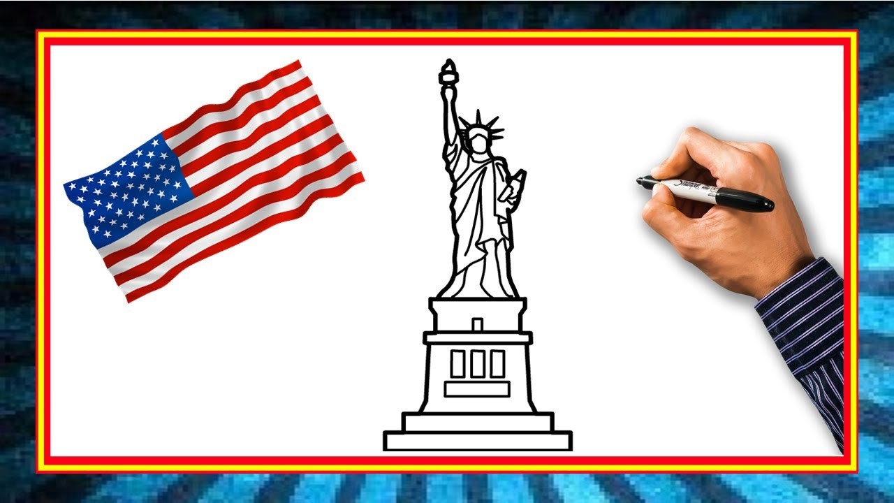 Como dibujar la Estatua de la Libertad - Dibujo de la Estatua de la Libertad - Facil - paso a paso