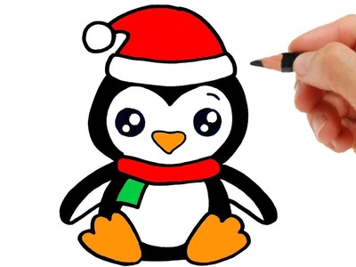 Cómo dibujar un pingüino de navidad
