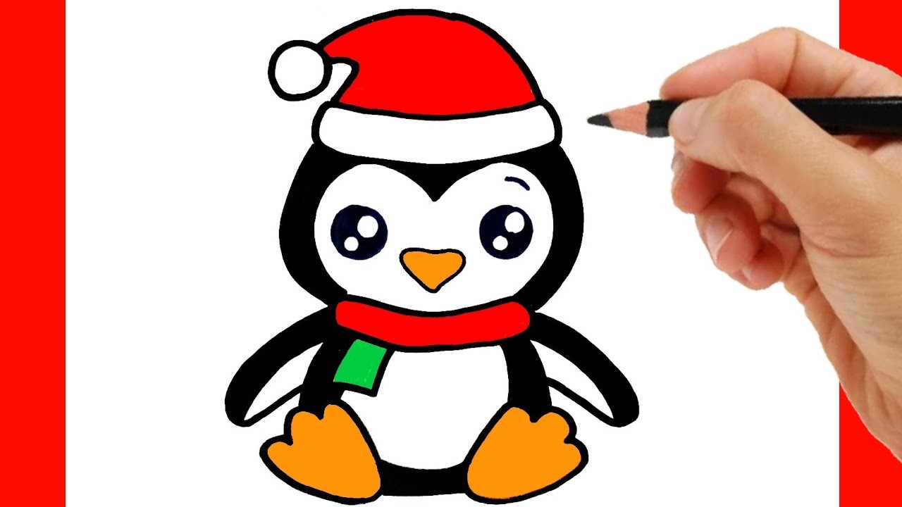 Cómo dibujar un pingüino de navidad