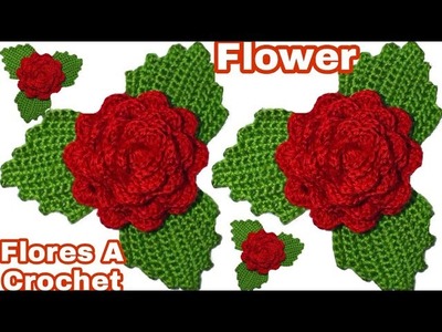 Flores ROSAS tejidas a crochet en 30 minutos muy fácil