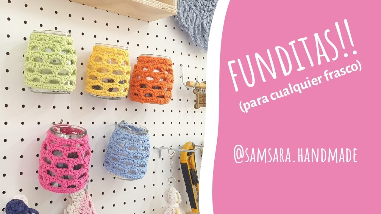 Funda para frasco botella termo tejida a crochet paso a paso super fácil- Samsara Handmade