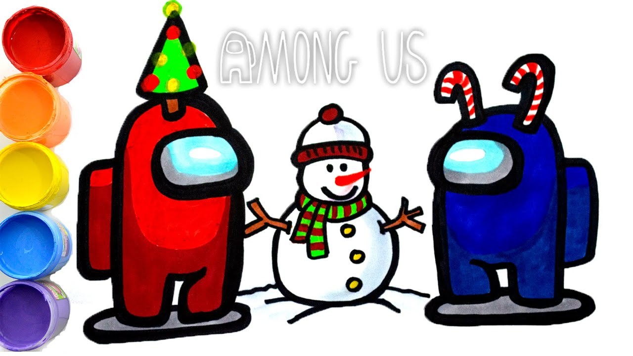⛄MUY FACIL❗ Como dibujar AMONG US disfrazados de papá Noel | how to draw AMONG US with snowman