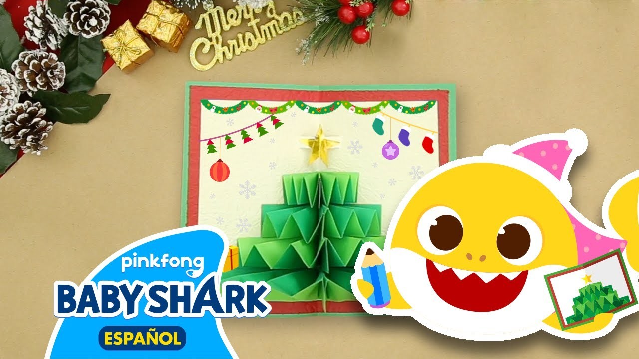 Tarjeta Pop-up de Navidad | Tiburón Bebé | Manualidades para Navidad | Baby Shark en Español