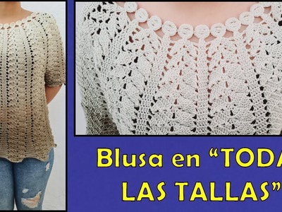 Blusa a crochet para Dama - PUNTO CALADO (PUNTO FANTASIA) (PUNTO DE HOJITAS A CROCHET) parte #1