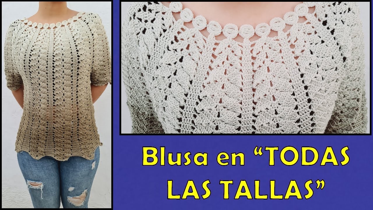 Blusa a crochet para Dama - PUNTO CALADO (PUNTO FANTASIA) (PUNTO DE HOJITAS A CROCHET) parte #2