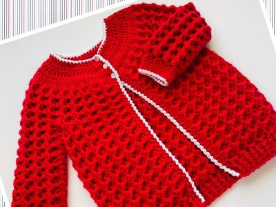 Chaquetita, Abrigo o Chambrita a crochet o Ganchillo PASO A PASO FÁCIL Crochet for Baby