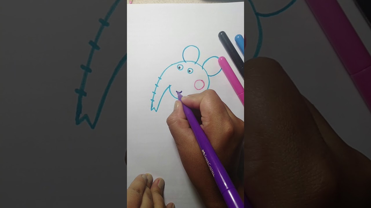 Como dibujar a Emily elephant de Pepa Pig. How to draw Emily elephant from Pepa Pig