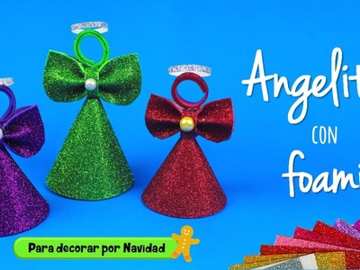 Como hacer Angelitos Navideños con Foami ???????? Adorno navideño fácil y rápido???? - NAVIDAD|Partypop DIY????|