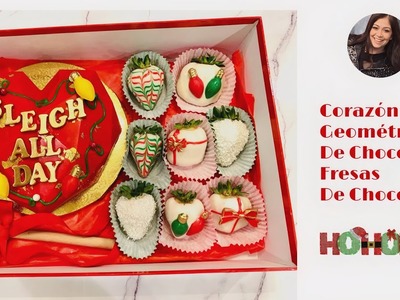 Corazón Geométrico De Chocolate para Navidad| Fresas con chocolate para Navidad.Breakable Heart
