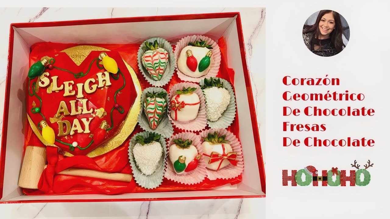 Corazón Geométrico De Chocolate para Navidad| Fresas con chocolate para Navidad.Breakable Heart