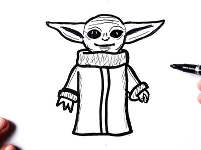 How to draw a Yoda Baby | The Mandalorian