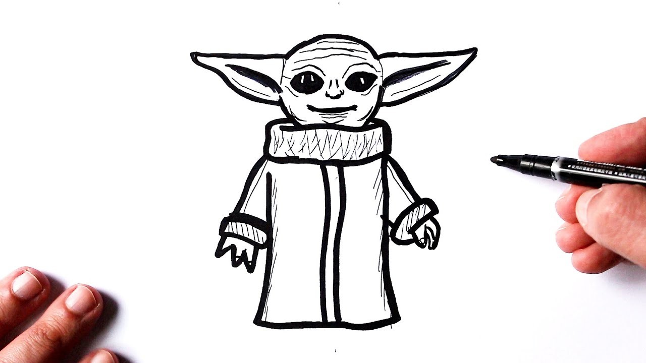 How to draw a Yoda Baby | The Mandalorian