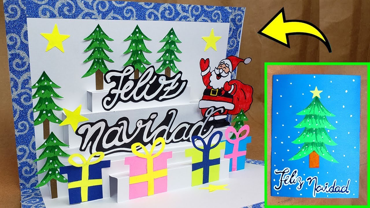 Tarjeta POP UP FELIZ NAVIDAD 3D Christmas Pop Up Card | Como hacer una tarjeta 3D para navidad
