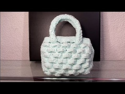 Bolso a Crochet  punto marshmallow malvaviscos 3D.FABI CEA