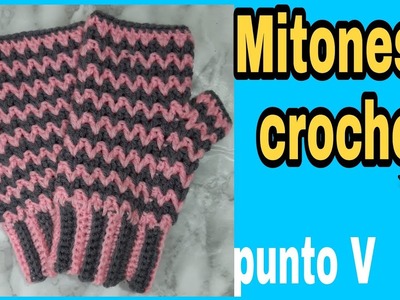 Cómo hacer Mitones o guantes sin dedos a crochet con punto V, super fácil y rápido, paso a paso ????