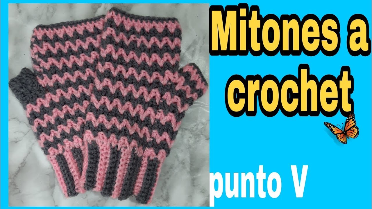 Cómo hacer Mitones o guantes sin dedos a crochet con punto V, super fácil y rápido, paso a paso ????