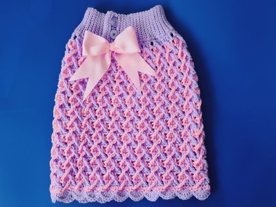 Falda para niña tejido a crochet punto cruzado en 3D