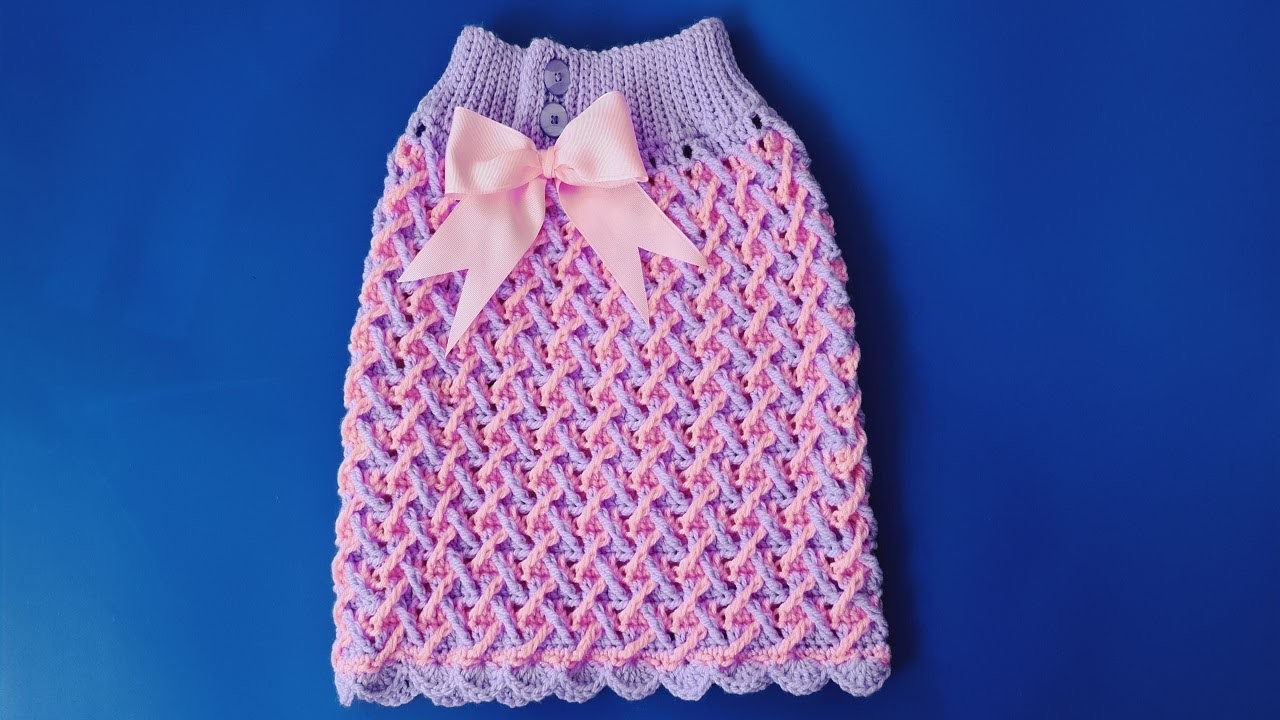 Falda para niña tejido a crochet punto cruzado en 3D