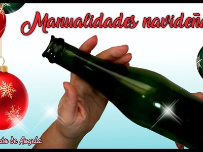 MANUALIDADES NAVIDEÑAS ▬ Botella reciclada con Decoupage y decoración de navidad