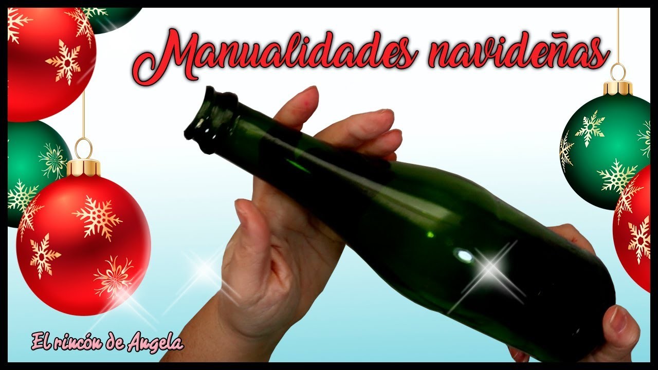 MANUALIDADES NAVIDEÑAS ▬ Botella reciclada con Decoupage y decoración de navidad