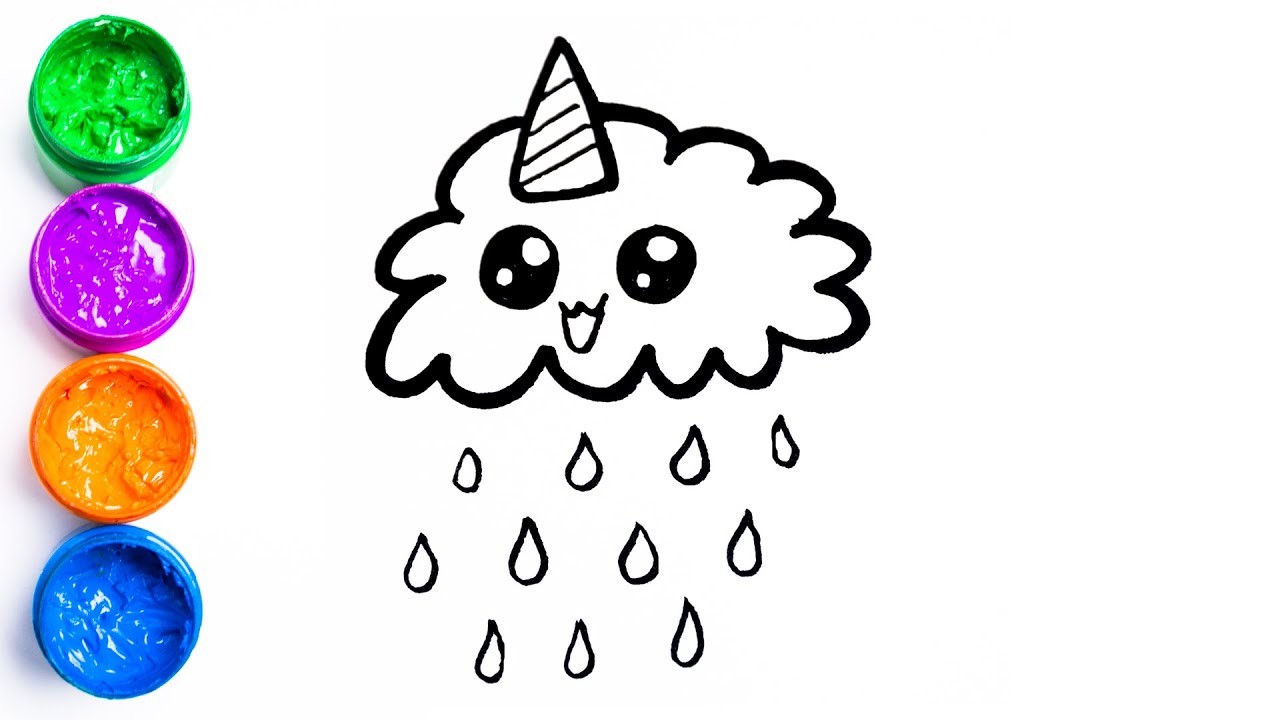 Cómo dibujar y colorear una nube kawaii，Dibujo para niños