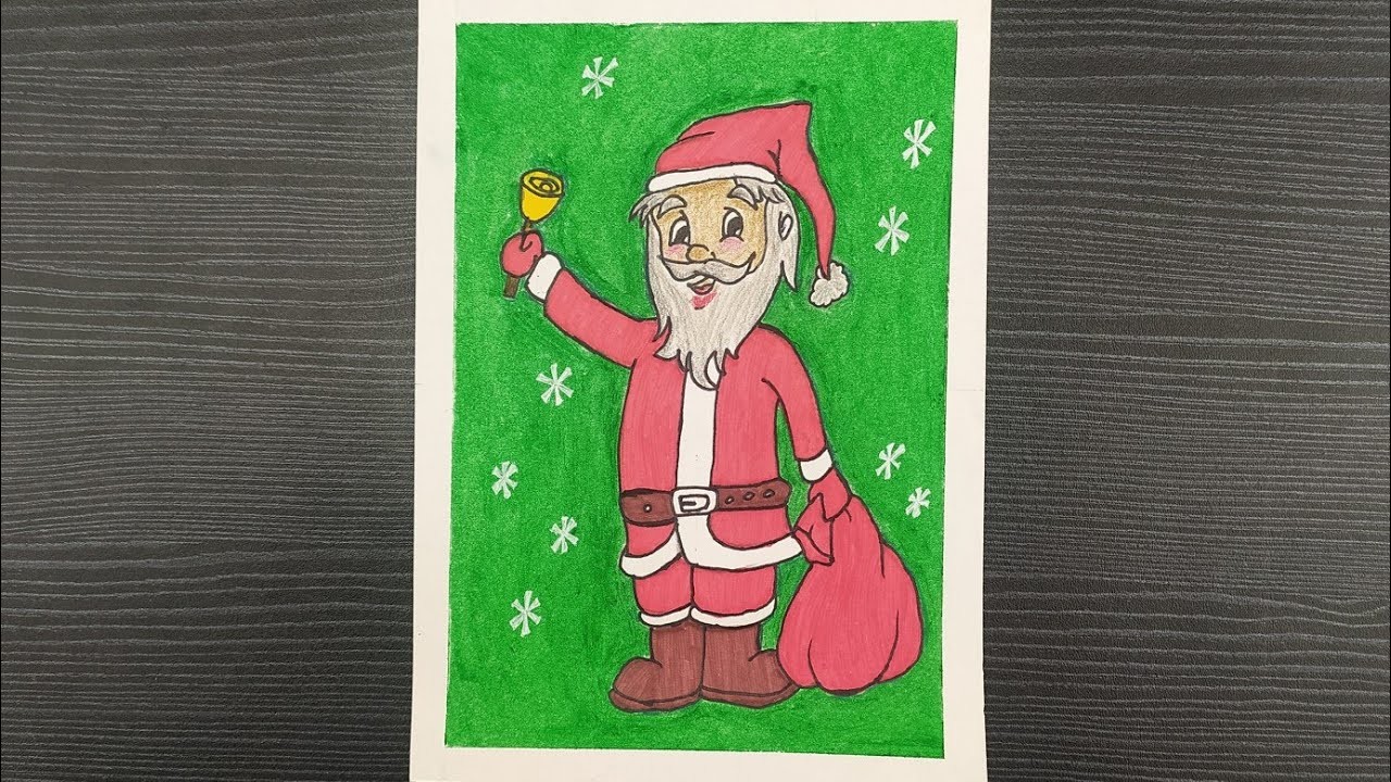 How To Draw A Cute Santa Claus || Santa Claus Drawing With Oil Pastels || Christmas Special Drawing